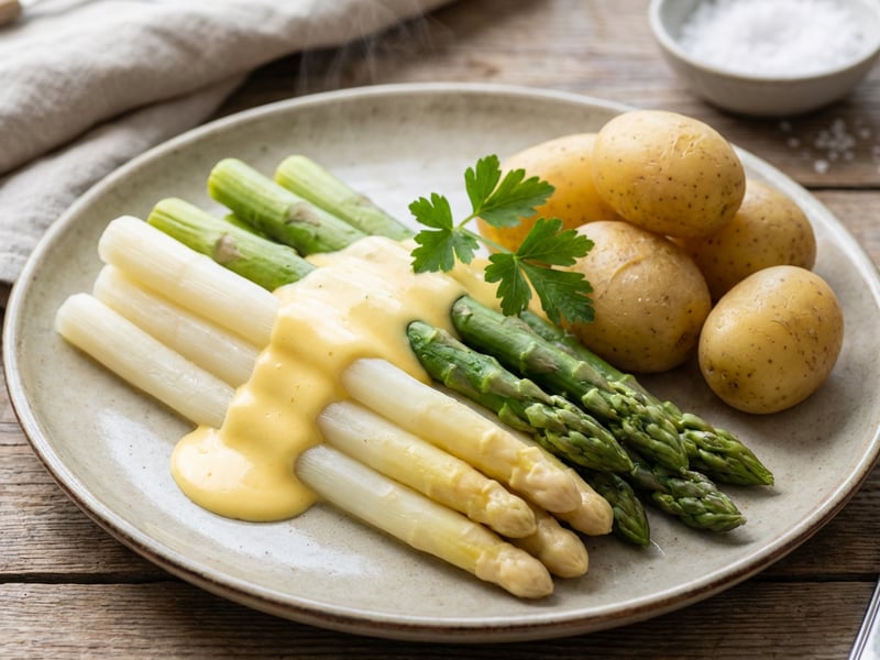 Asparagus with Sauce Hollandaise & Potatoes