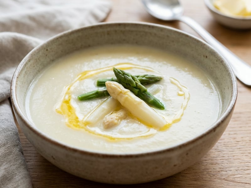 Creamy Asparagus Soup with White & Green Asparagus