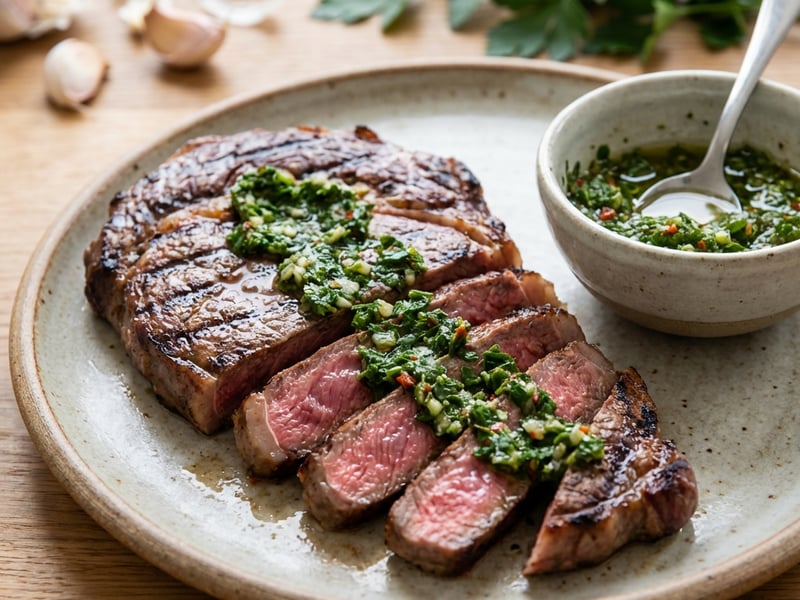 Beef Steak with Chimichurri Sauce