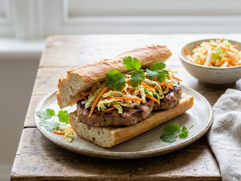 Pork Burgers with Asian Coleslaw