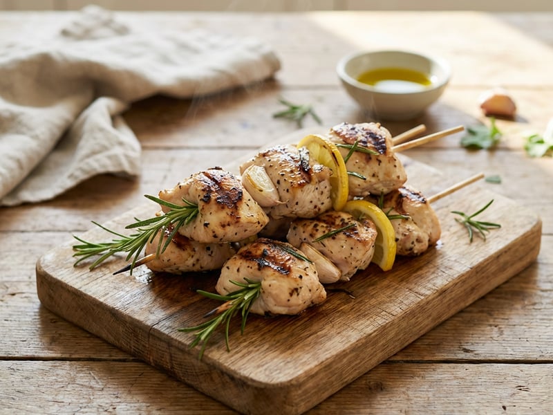Grilled Chicken Breast Skewers with Rosemary