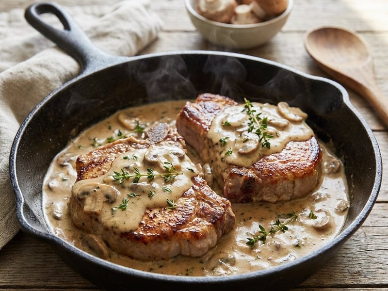 Pork Chops with Creamy Mushroom Sauce