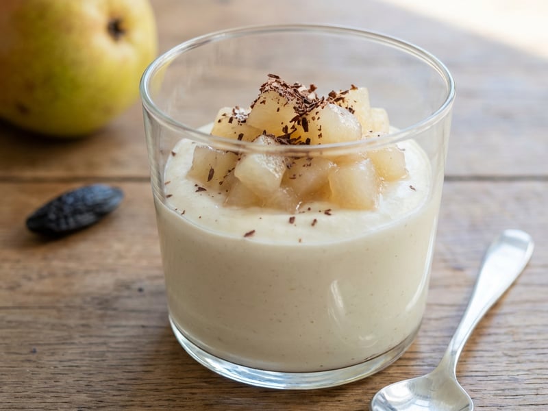 Tonka Bean Mousse with Pear Ragout
