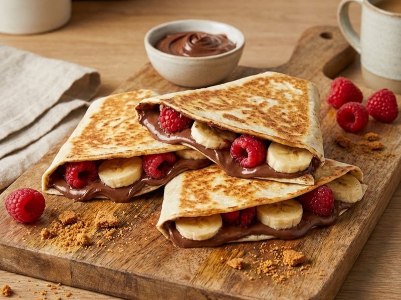Süße gebackene Tortillas mit Schokolade
