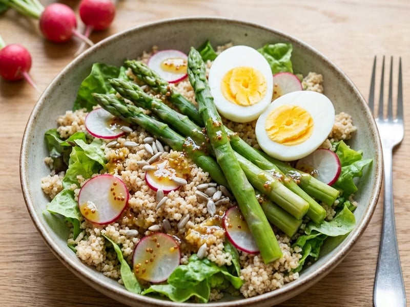 Spargelsalat mit Eiern und Honig-Senf-Dressing
