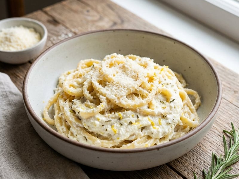 Cremige Zitronen-Rosmarin-Pasta mit Ricotta