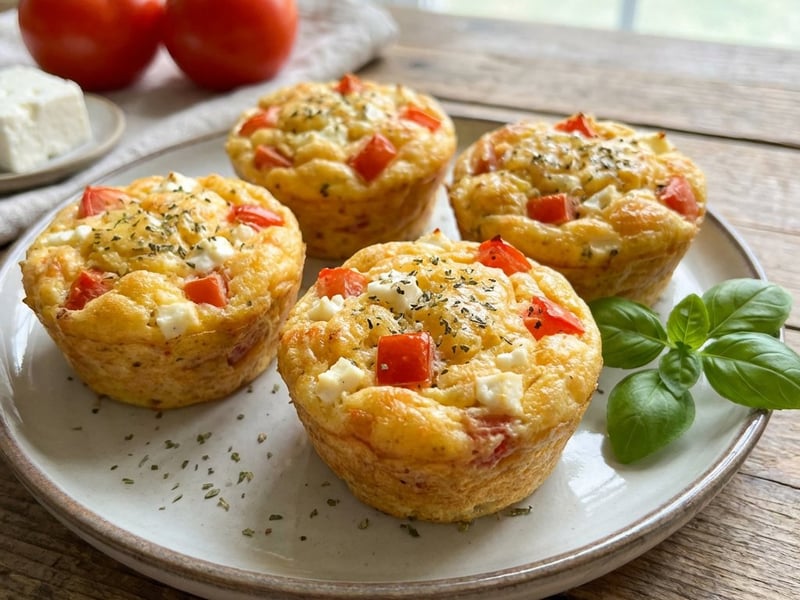 Savory Egg Muffins with Tomatoes and Balkan Cheese