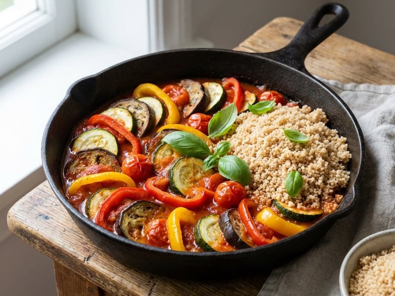 Ratatouille aus der Pfanne mit Vollkorn-Couscous