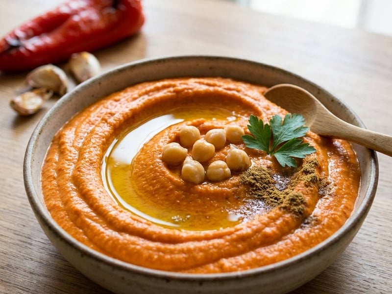Hummus with Roasted Bell Pepper and Garlic