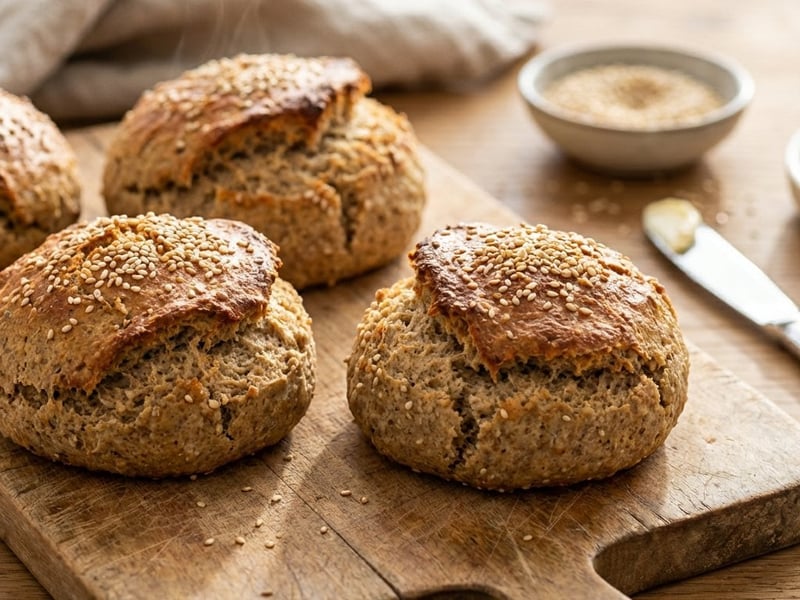 Quark-Roggen-Brötchen mit Sesam | Proteinreich & Saftig