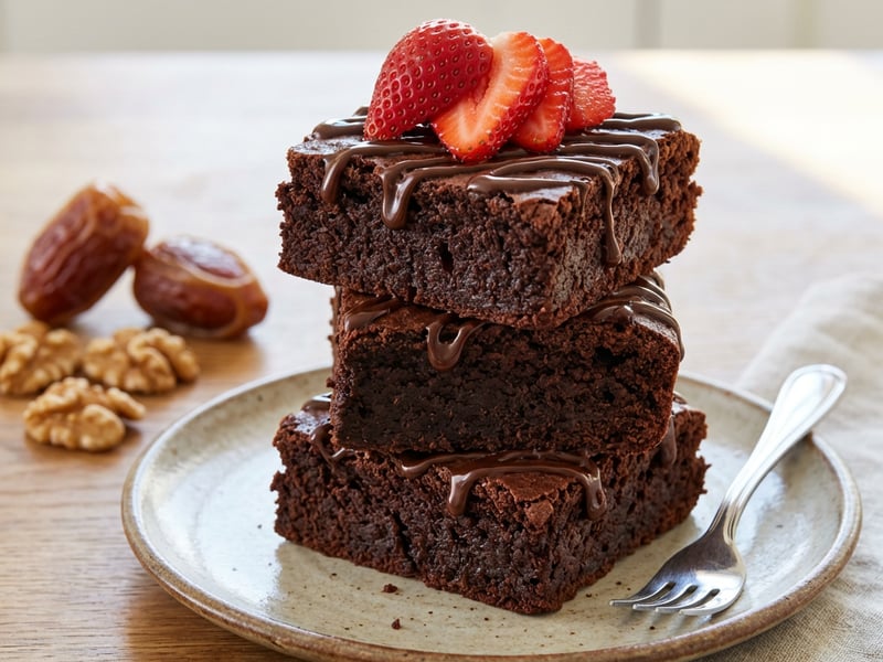 Vegan Brownies with Nuts and Dates