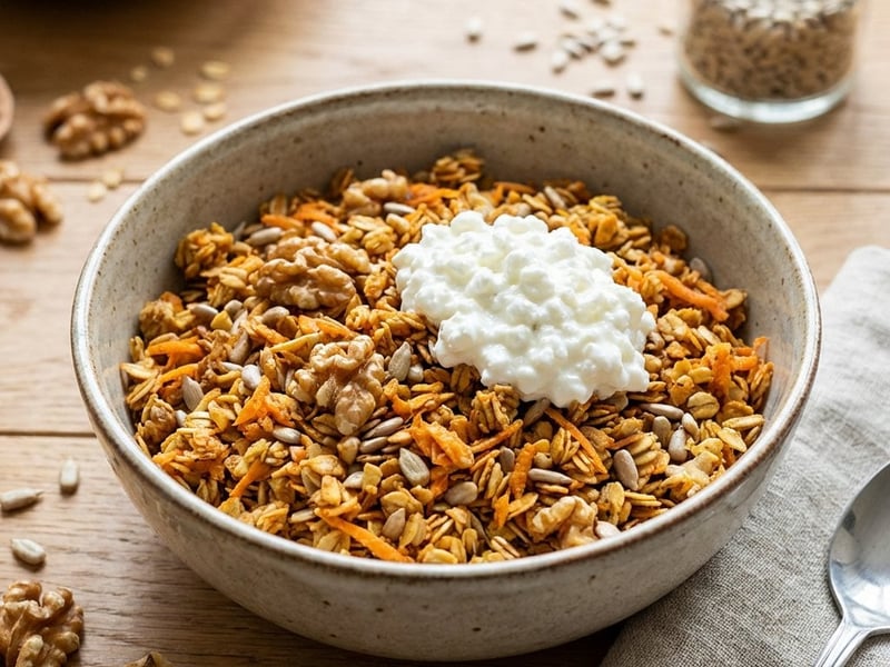 Herzhaftes Karotten-Granola | Knuspriger Snack
