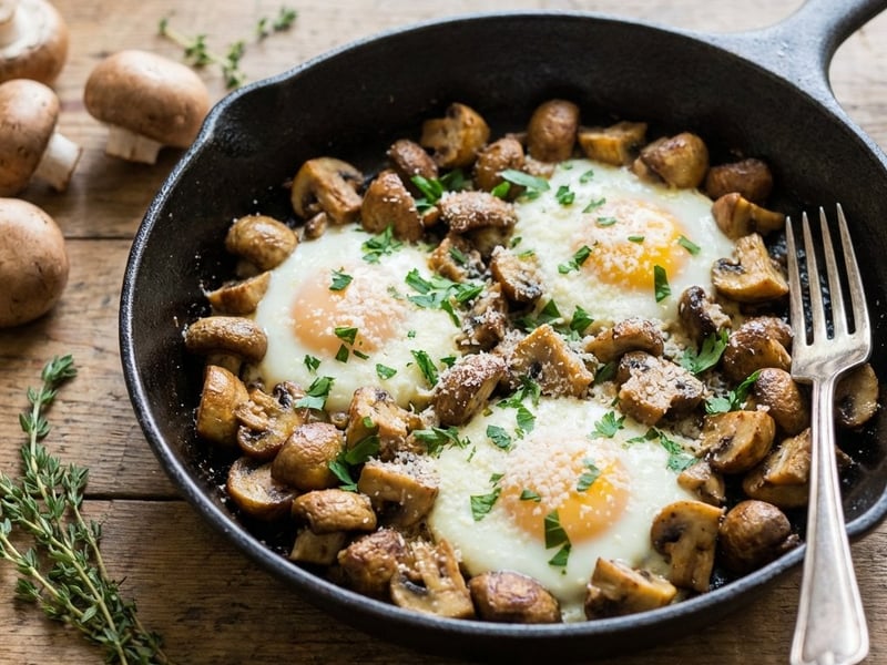 Baked Mushrooms with Eggs and Parmesan