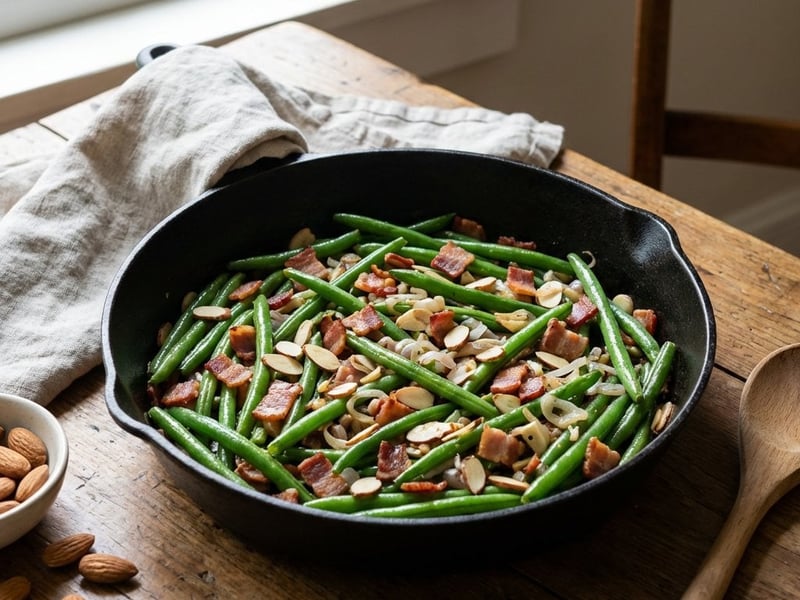 Green Beans with Bacon and Almonds | Hearty Side Dish