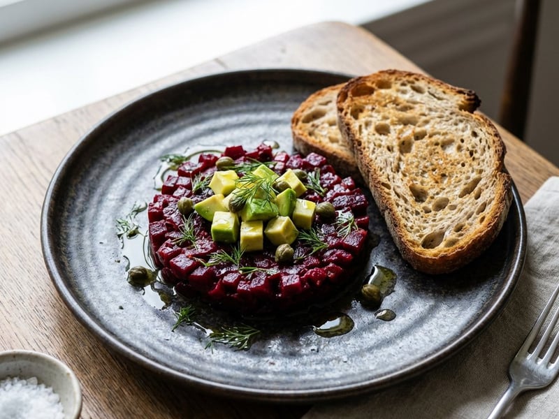 Rote-Bete-Tatar mit Avocado und Kapern