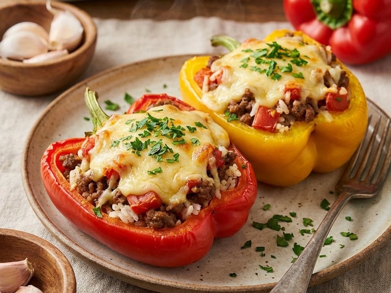 Gefüllte Paprika mit Hackfleisch und Mozzarella
