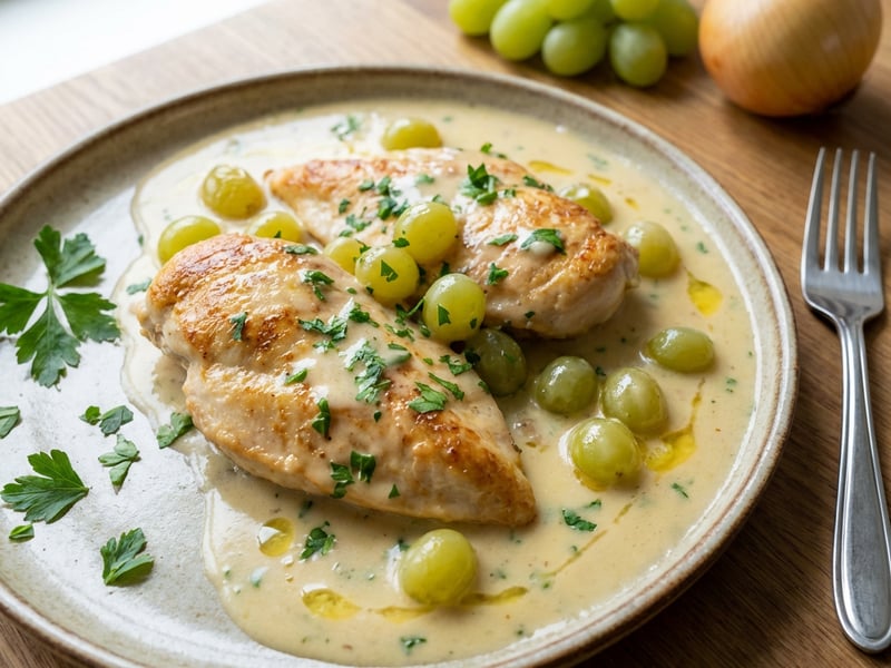 Pan-fried Chicken Breast with Grapes