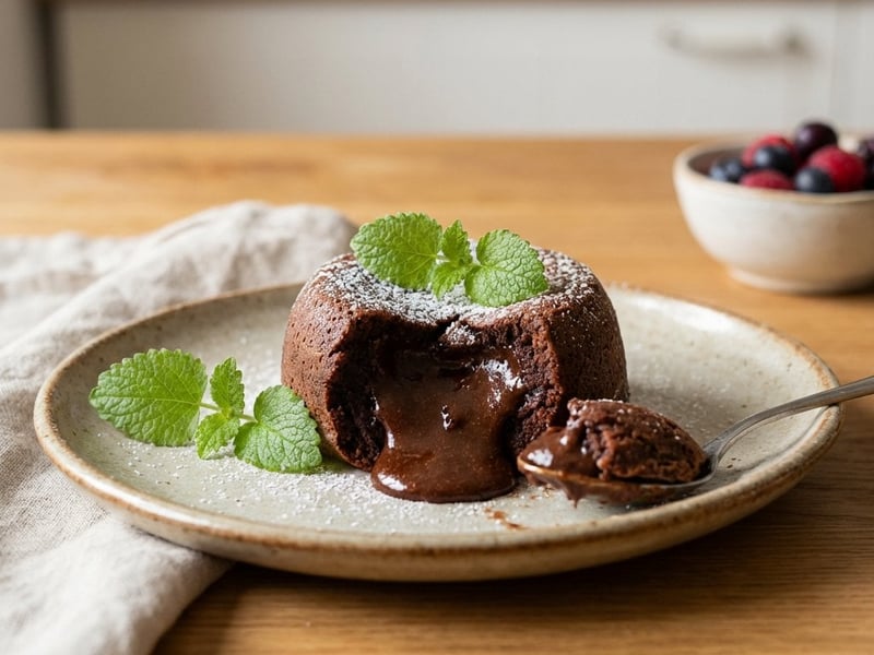 Chocolate Fondant with Lemon Balm