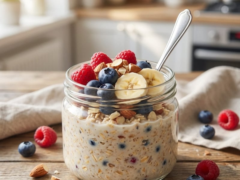Overnight Oats mit Beeren und Nüssen