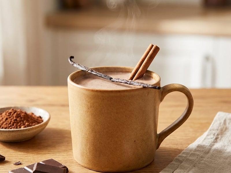 Vegane heiße Schokolade mit Gewürzen