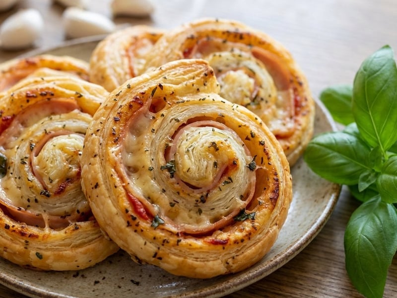 Hearty Ham and Cheese Pinwheels from Puff Pastry