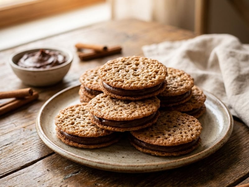 Cinnamon Lace Cookies with Coffee-Rum Filling