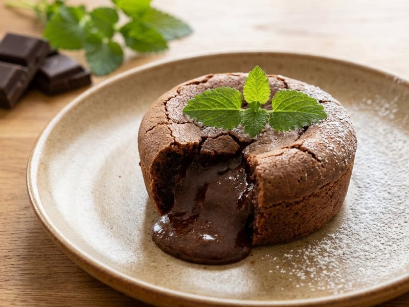 Schokoladenfondant mit Zitronenmelisse