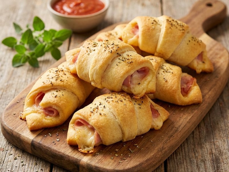 Pizza Croissants with Ham and Cheese