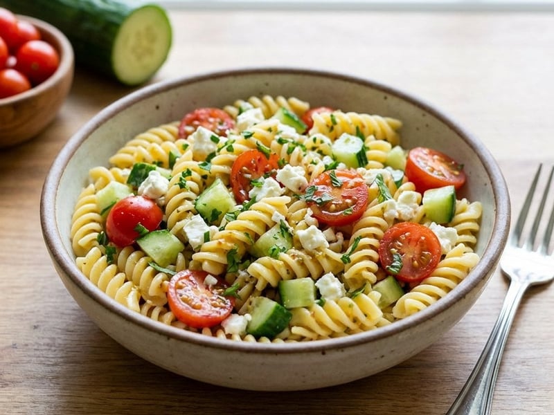 Mediterranean Pasta Salad with Feta and Fresh Herbs