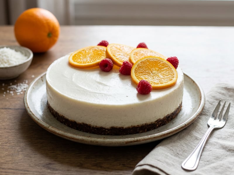 No-bake Coconut Cheesecake with Oranges