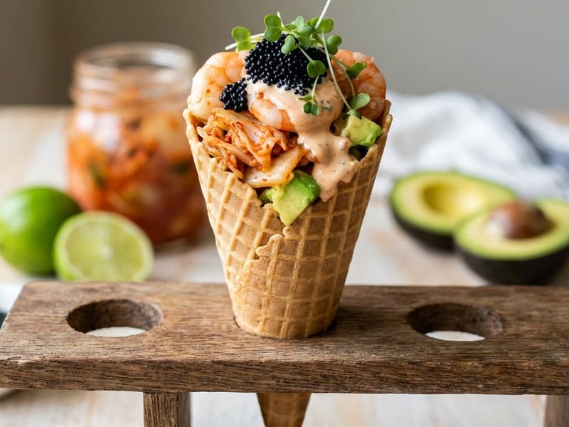 Shrimp Cocktail with Kimchi and Avocado
