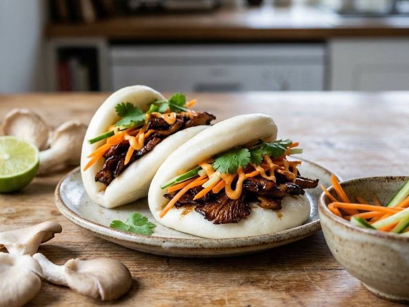 Bao Buns with Crispy Oyster Mushrooms