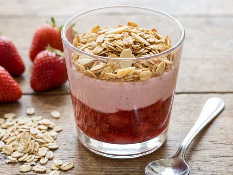 Frucht-Parfait mit Erdbeeren und Quark