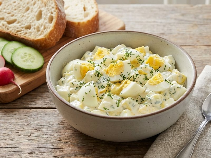 Leichter Eiersalat mit griechischem Joghurt und Dill