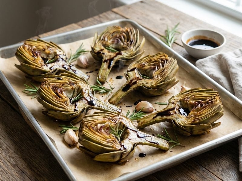 Baked Artichokes with Balsamic Glaze