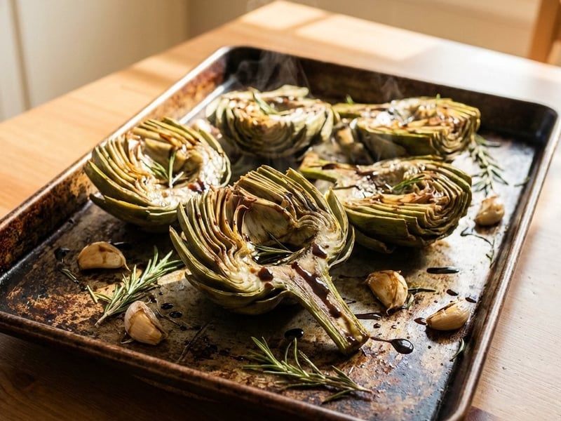 Baked Artichokes with Balsamic Glaze