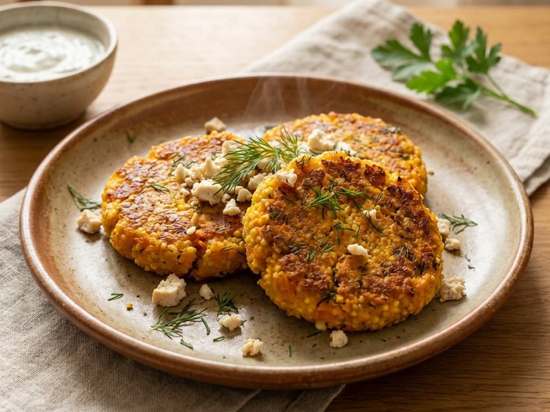 Karotten-Frikadellen mit Hirse und Tofu