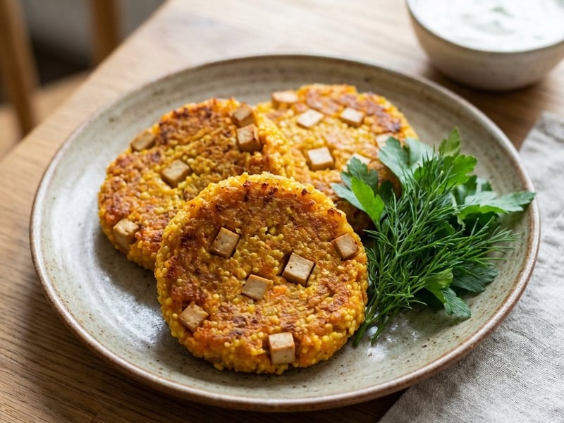 Karotten-Frikadellen mit Hirse und Tofu