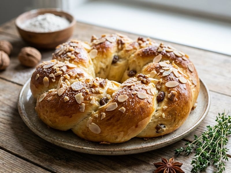 Osterkranz mit Mandeln und Nüssen