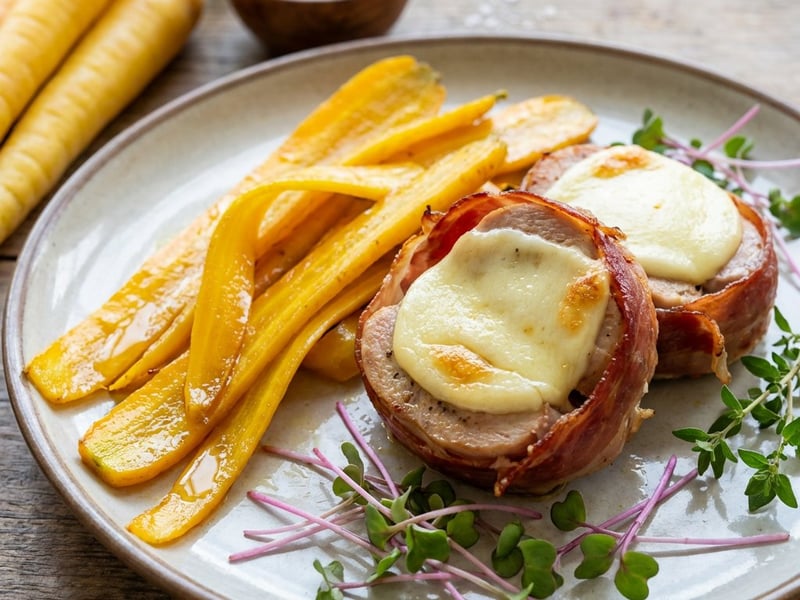 Turkey Thigh with Prosciutto and Caramelized Yellow Carrots