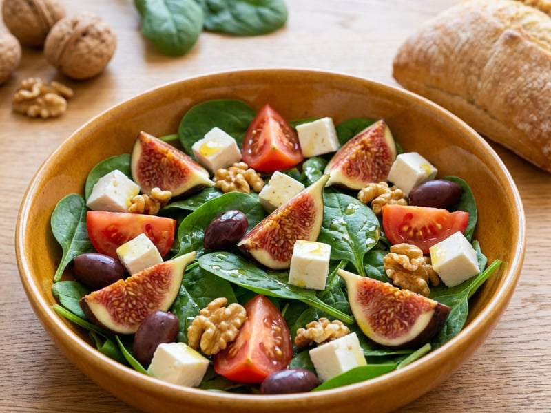 Salad with Figs and Plant-Based Cheese