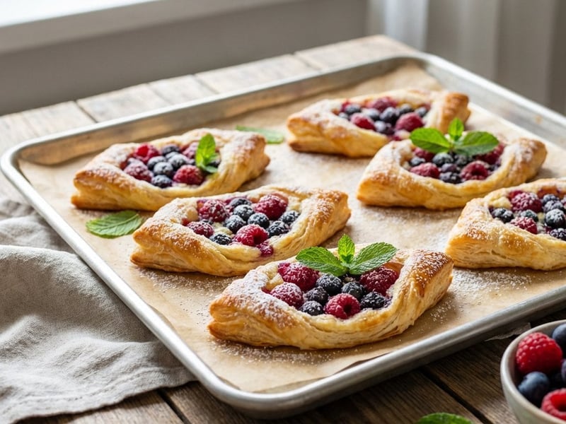 Raspberry-Blueberry Puff Pastry Boats