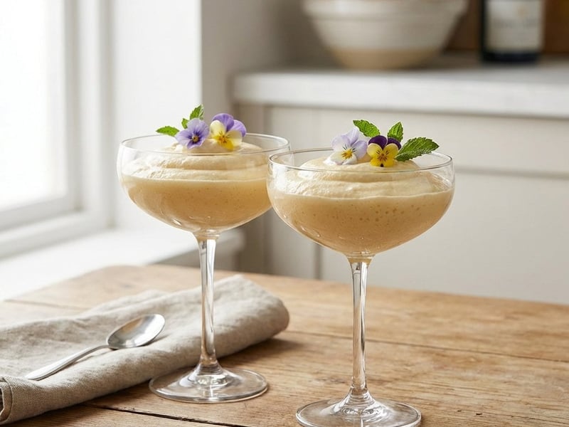 Champagner-Mousse mit essbaren Blüten