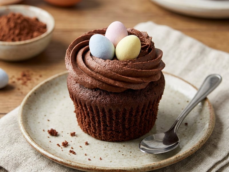 Easter Chocolate Cupcakes with Nest and Eggs