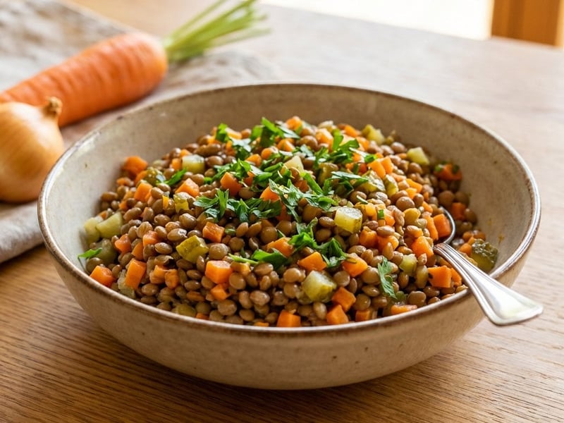 Lentil Salad with Carrots and Pickles