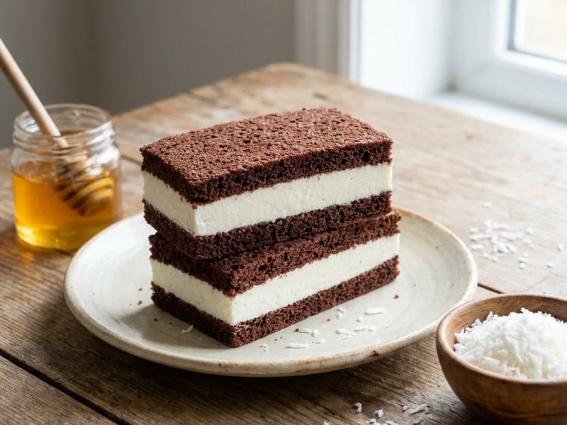 Hausgemachte Milchschnitten mit Quark & Honig