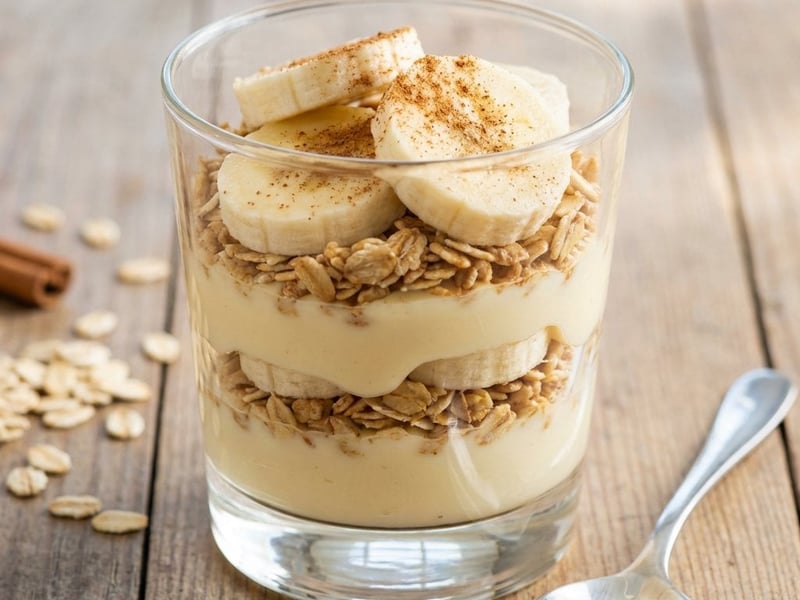 Cremiges Bananen-Parfait mit Vanille-Quark-Creme