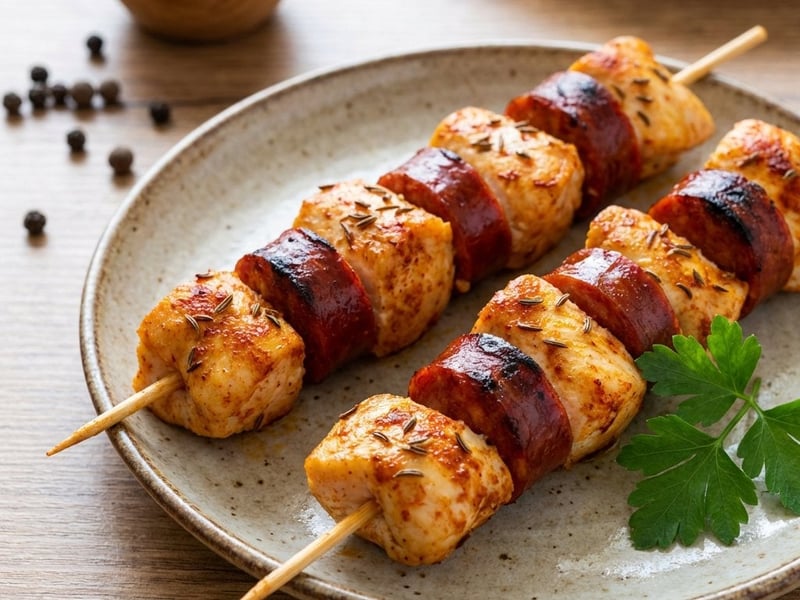 Chicken Skewers with Chorizo | Spicy & Quick