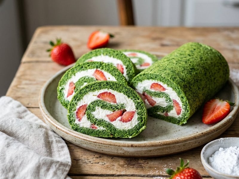 Moss Roll with Spinach and Quark Filling