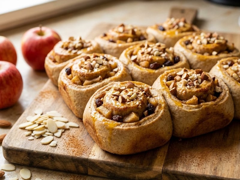 Whole Wheat Apple Snails with Cinnamon & Almonds